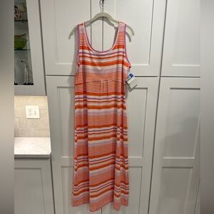 NWT Columbia PFG Omni-Wick Women's 1X Dress Striped Maxi Stretch Active Outdoor
